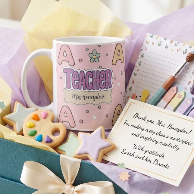 Mug Alphabet Rose Professeur Motif École  (Créateur téléchargé)