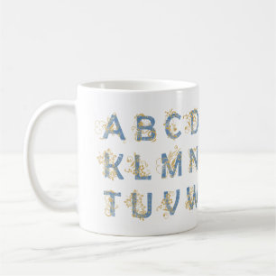 Mug Alphabet Swirl Doré – Élégant