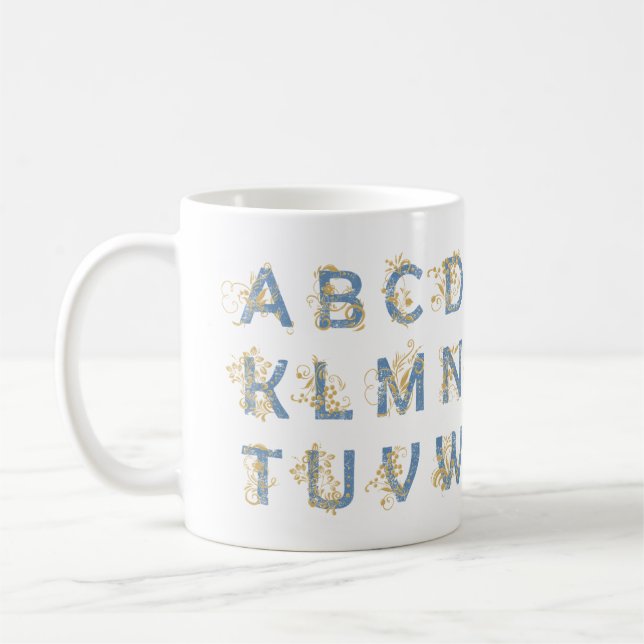 Mug Alphabet Swirl Doré – Élégant (Gauche)
