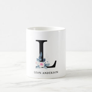 MUG ALPHABÈTES FLORAUX BLEUS DOUX NOM LETTRE L