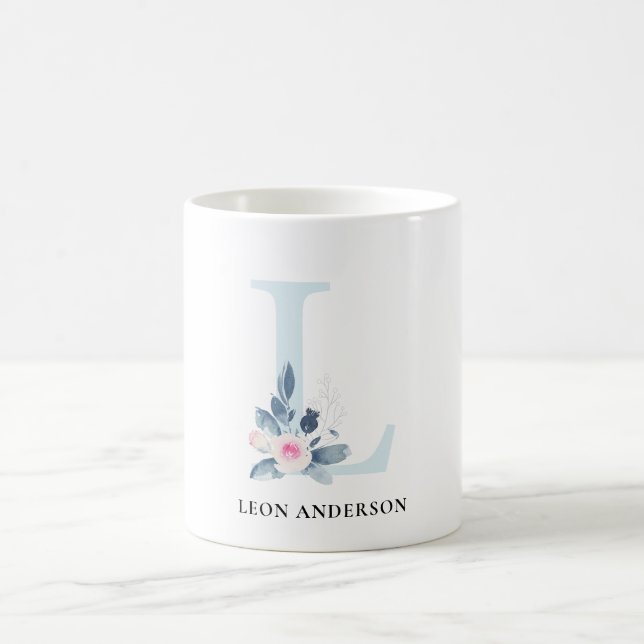 MUG ALPHABÈTES FLORAUX BLEUS DOUX NOM LETTRE L (Centre)