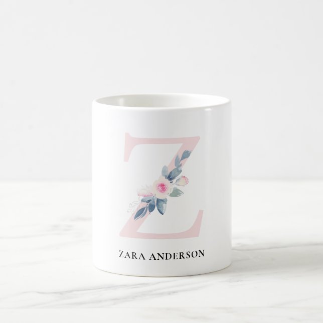 MUG ALPHABÈTES FLORAUX BLEUS DOUX NOM LETTRE Z (Centre)