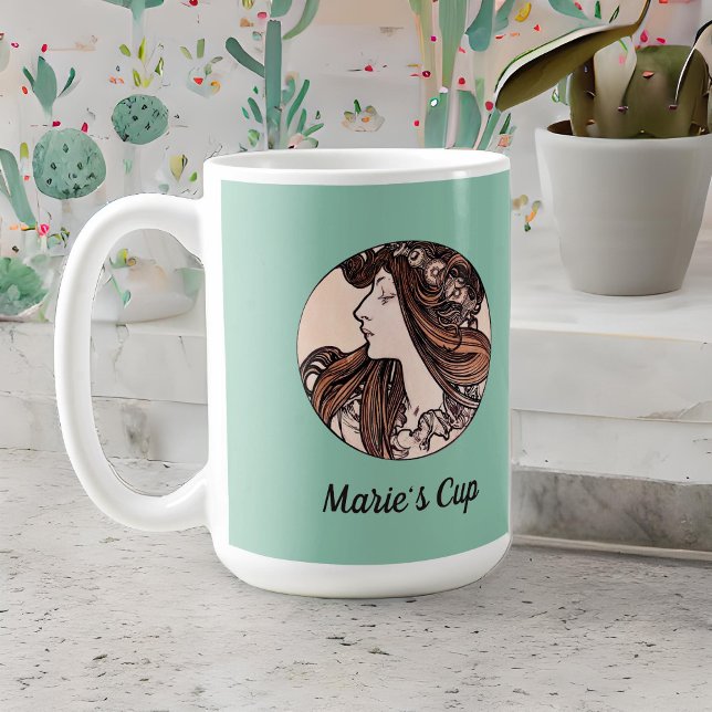 Mug Alphonse Mucha Art Nouveau Femme Avec Fleurs (Créateur téléchargé)