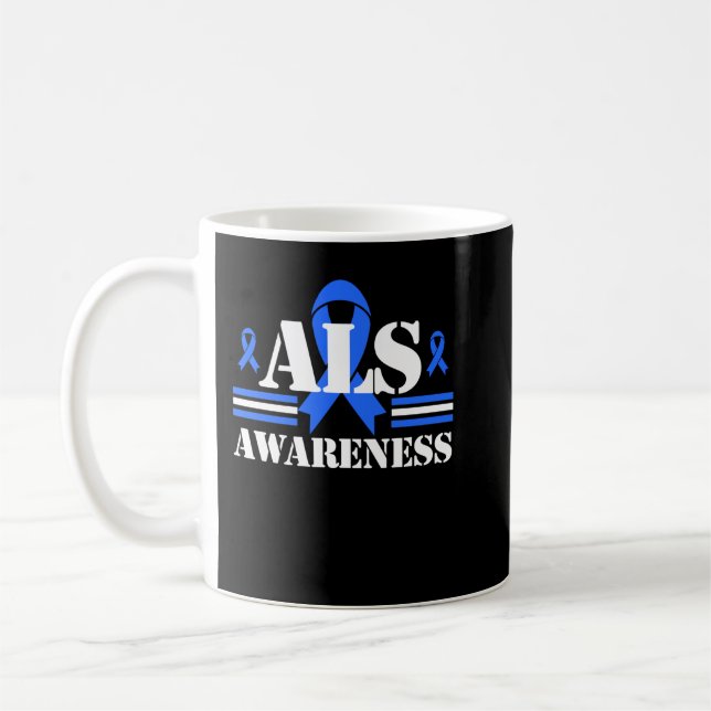 Mug ALS Aware Patient Support Venin Blue Ribbon Rec (Gauche)