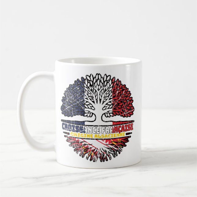 Mug Alsace Alsacien France Drapeau des racines d'arbre (Gauche)