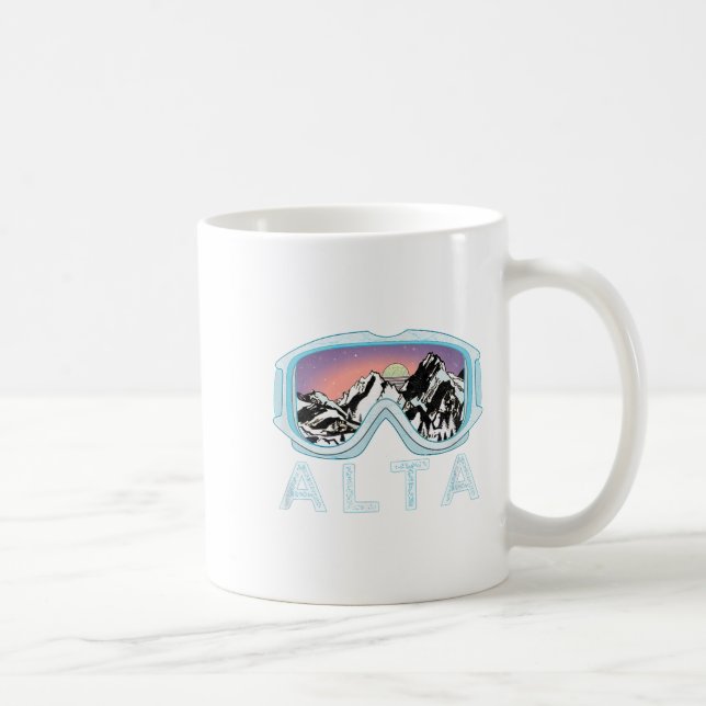 Mug Alta Ski Design _ Alta, Ut Ski Cadeau De Neige (Droite)