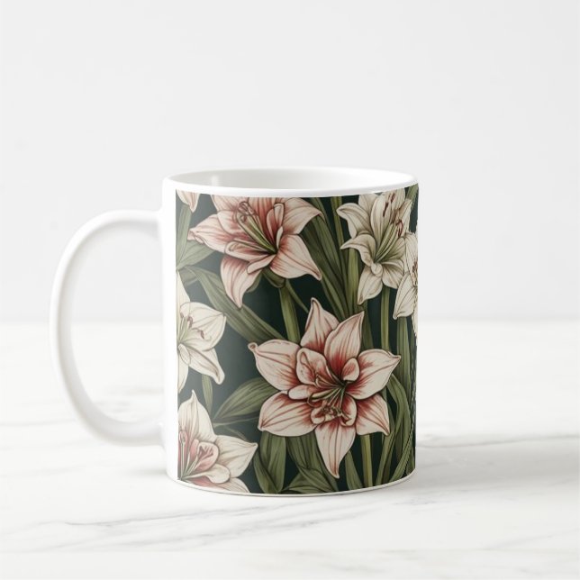 Mug Amaryllis fleurs vintages motif (Gauche)