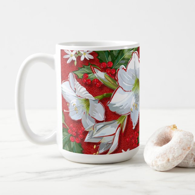 Mug Amaryllis & Holly Red Christmas (Avec donut)