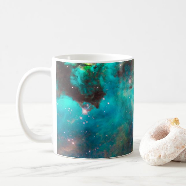 Mug Amas d'étoiles Aqua Green Photo Céleste (Avec donut)