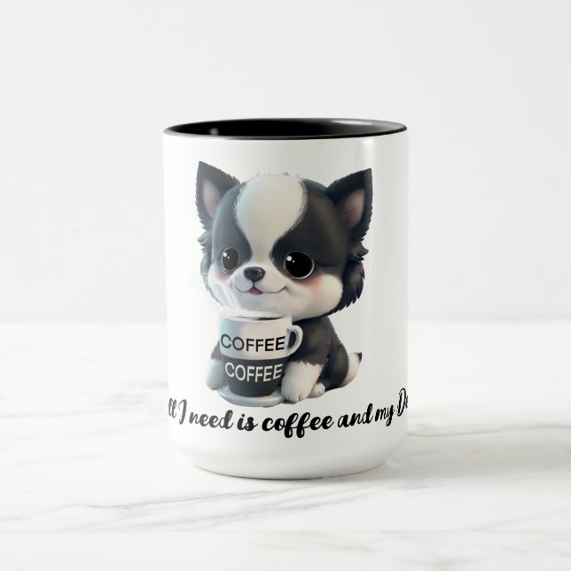 Mug Amateur de café Amoureux des chiens chien noir et  (Centre)