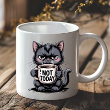 Amateur de chat noir drôle grincheux Pas aujourd'h