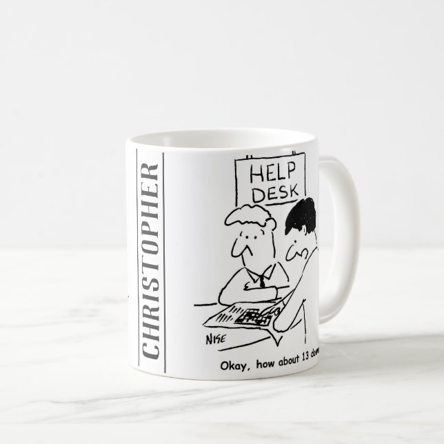 Mug Amateur de mots croisés demande à un comptoir d'ai (Devant droit)