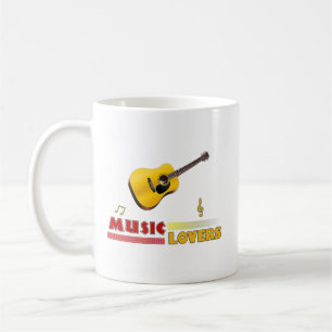 Mug Amateurs de musique Guitare acoustique Mot Art Caf