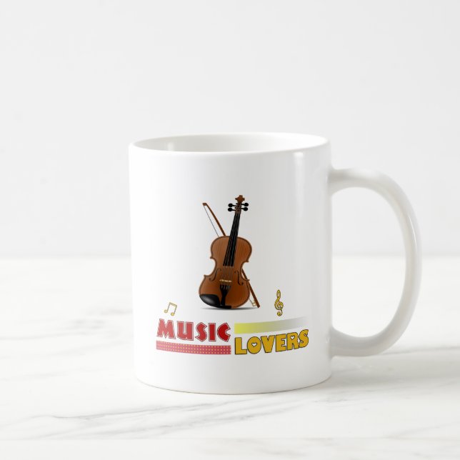 Mug Amateurs de musique Violon Word Art Design (Droite)