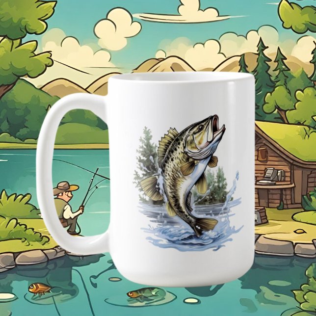 Mug Amateurs de pêche cool ajouter monogramme (Créateur téléchargé)