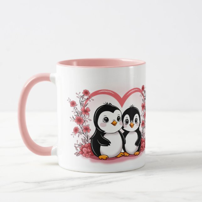 Mug Amateurs de pingouins en caricature mignonne Coeur (Gauche)