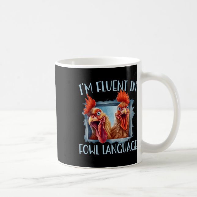 Mug Amateurs de poulets drôles Je parle couramment le  (Droite)