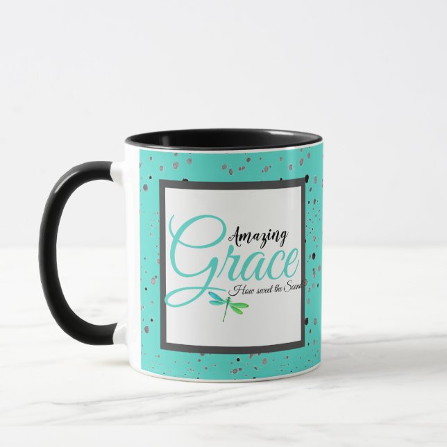 Mug Amazing Grace sarcelle et noir (Gauche)