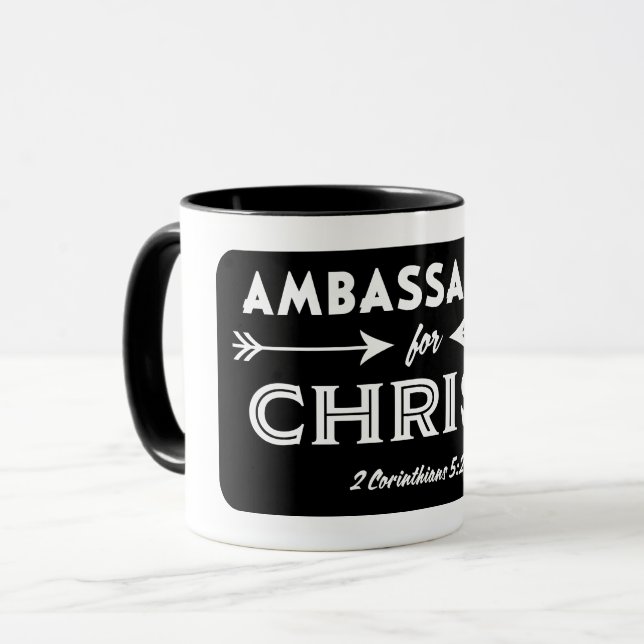 Mug Ambassadeur pour la Slogan des Ecritures du Christ (Devant gauche)