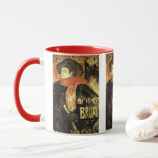Mug Ambassadeurs, Aristide Bruant par Toulouse Lautrec (Avec donut)