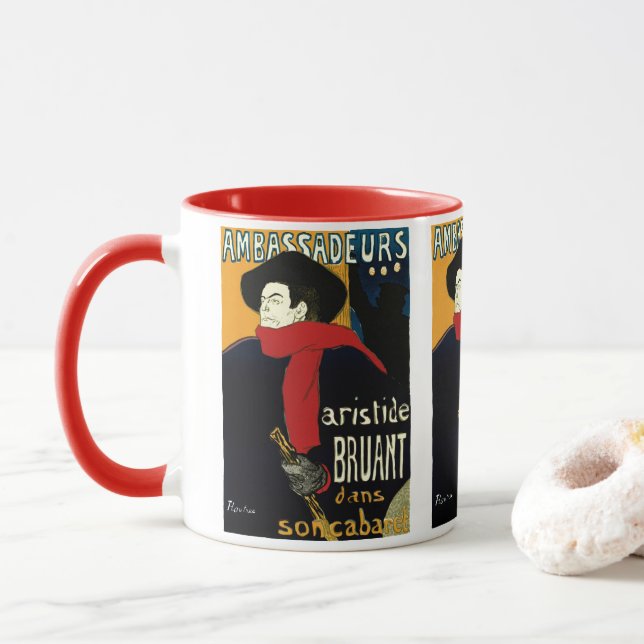 Mug Ambassadeurs Art Nouveau vintage, Toulouse Lautrec (Avec donut)