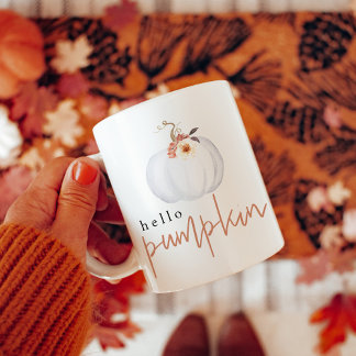 Mug AMBER Citrouille blanc Bonjour Citrouille automne