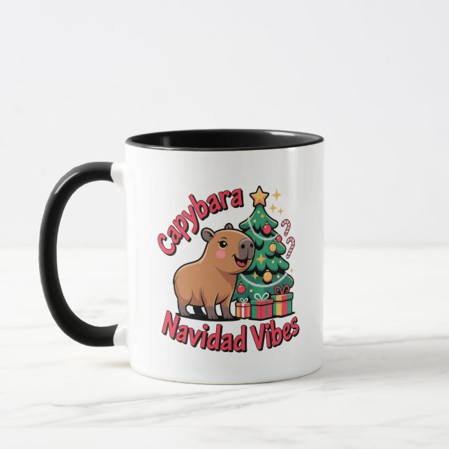 Mug Ambiance de Noël du Capybara Humour de Fêtes (Gauche)