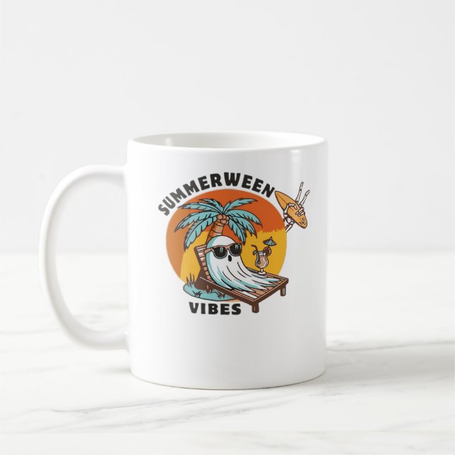 Mug Ambiance drôle de Summerween squelette Vacances d' (Gauche)