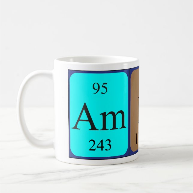 Mug Ambre de nom de table périodique (Gauche)