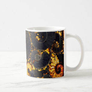 Mug Ambre doré noir Nautilus motif, fossile
