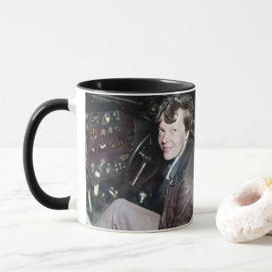 Mug Amelia Earhart Candid Avion Cockpit Photo 1937