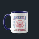 Mug America Land of the Free<br><div class="desc">This trendy patriotic design features a retro vintage Americana line art drawing of an eagle with the saying "America Land of the Free."</div>