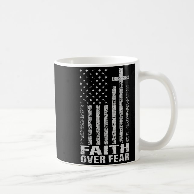Mug America Pride Us Flag Faith Over Fear Christian Bi (Droite)