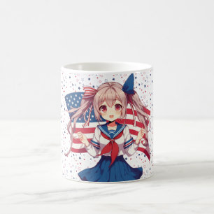 Mug Américaine patriotique fille d'anime