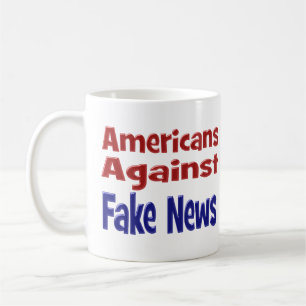 Mug American Against Fake News texte rouge bleu