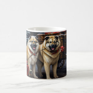 Mug American Akita Snowy Sleigh Ride Décor de Noël