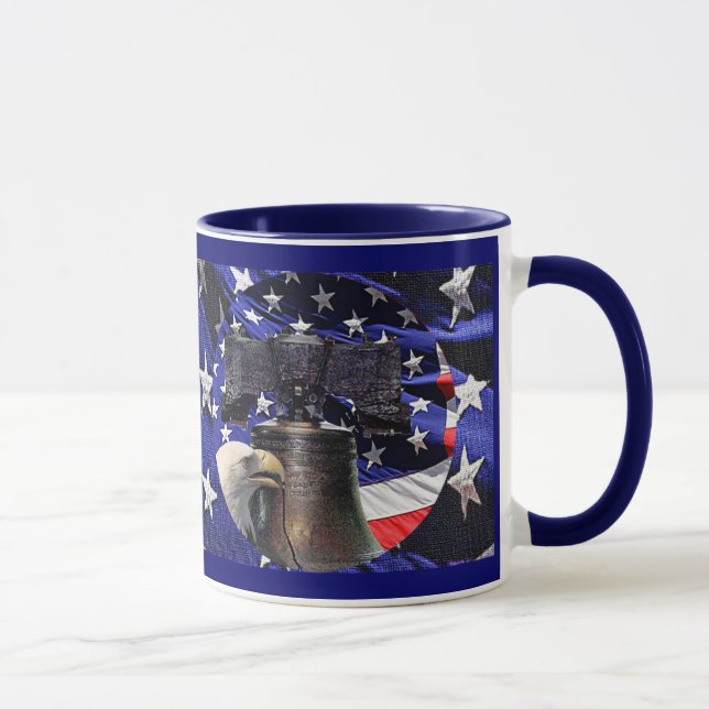 Mug American Bald Eagle, Bell et drapeau (Droite)