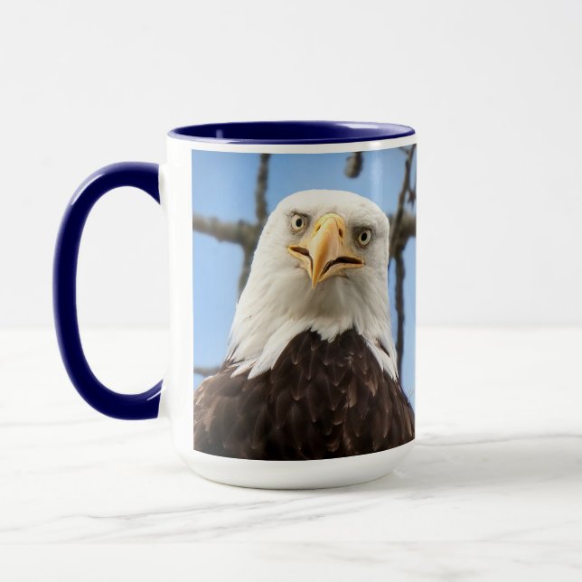 Mug American Bald Eagle Face Wildlife Funny Blue (Gauche)