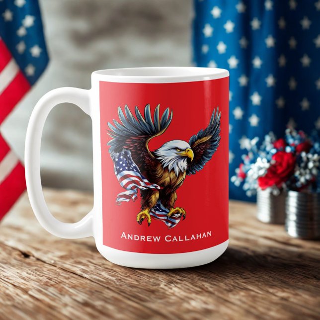 Mug American Bald Eagle Patriotic USA Drapeau 4 juille (Créateur téléchargé)
