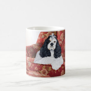 Mug American Cocker Spaniel sur Chaise Rouge