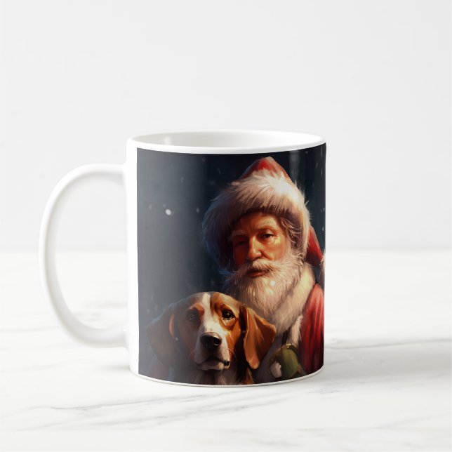 Mug American English Foxhound Santa Claus Noël (Gauche)