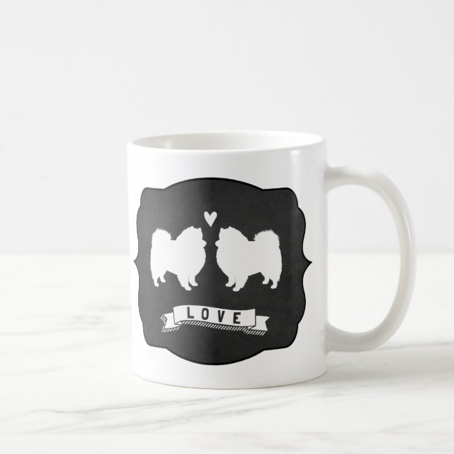 Mug American Eskimo Chien Silhouettes Eskies Love (Droite)