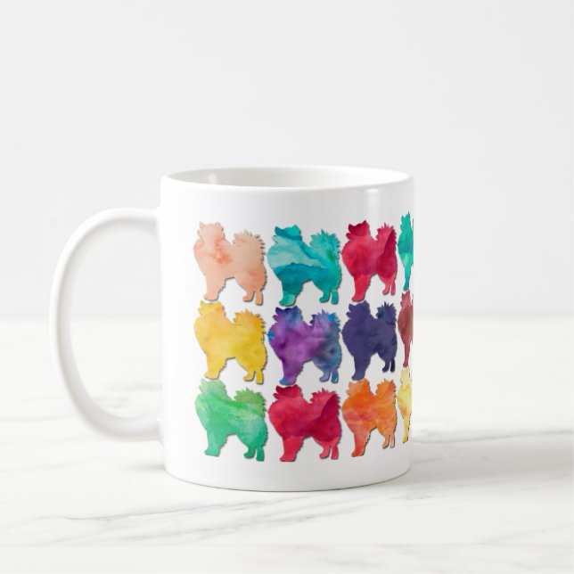 Mug American Eskimo Rainbow Watercolor Design (Gauche)