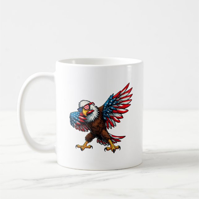 Mug American Flag Bald Eagle Dabbing Happy 4 juillet (Gauche)