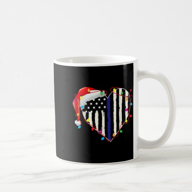 Mug American Flag Blue Line Santa Hat Lice Christmas P (Droite)