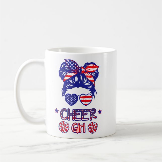 Mug American Flag Cheer Girl 4 juillet USA Patriotic C (Gauche)