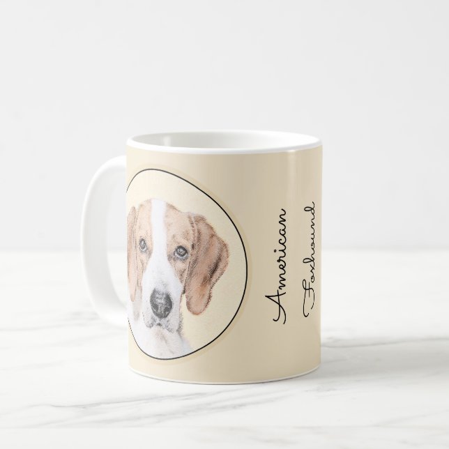 Mug American Foxhound Painting - Joli art original chi (Devant gauche)
