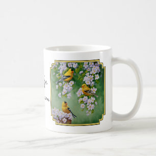 Mug American Goldfinches & Pink Apple Blossings