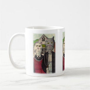 Mug American Gothic Cute Classique Chat Caractère Art