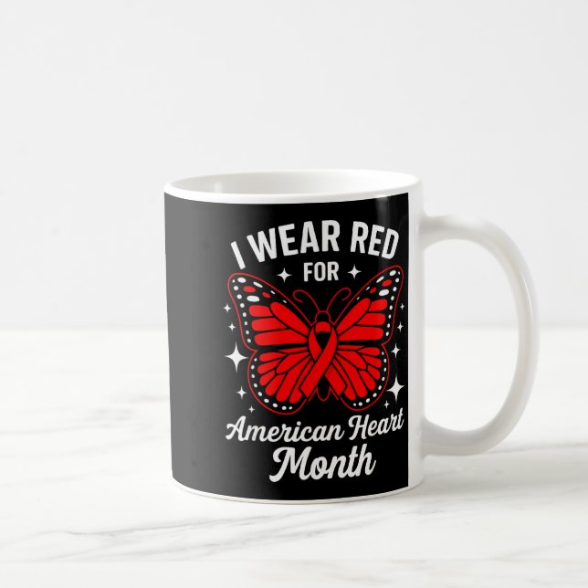 Mug American Heart Disease Awareness Month Ribbon Red  (Droite)
